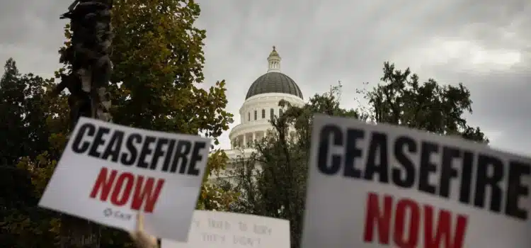 Continúan las protestas semanales en California exigiendo un alto al fuego en Gaza